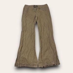 Y2K Brown Linen Flared Pants Size 5/6 Express Boho Hippie See Pics